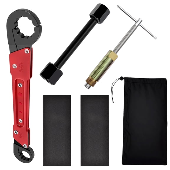 6 Pcs Plumbing Tools Kit with Angle Stop Wrench & 1/2-Inch Compression Sleeve Puller, Professional Plumbers Wrench, Sandpaper and Storage Bag for Frozen/Corroded Angle Stop