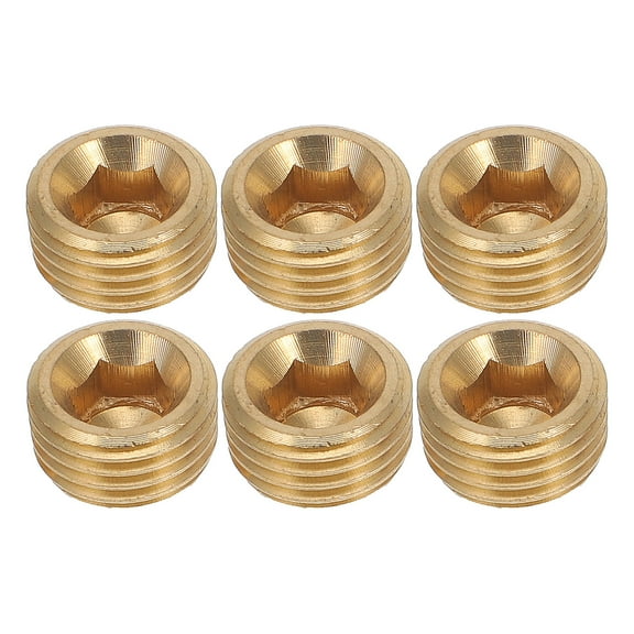 6 Pcs Brass Pneumatic Plug Caps NPT Male Industrial Air Compressor Fittings for Connection