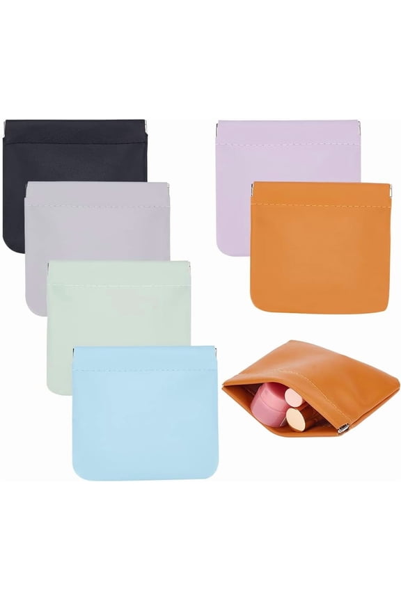 6 Pcs Pocket Cosmetic Bags Portable Mini Make Up Bags Squeeze Top Self Closing Coin Purse Small Makeup Pouch Waterproof Travel Storage for Women Cosmetics Headphones Jewelry 12cm Mixed Color