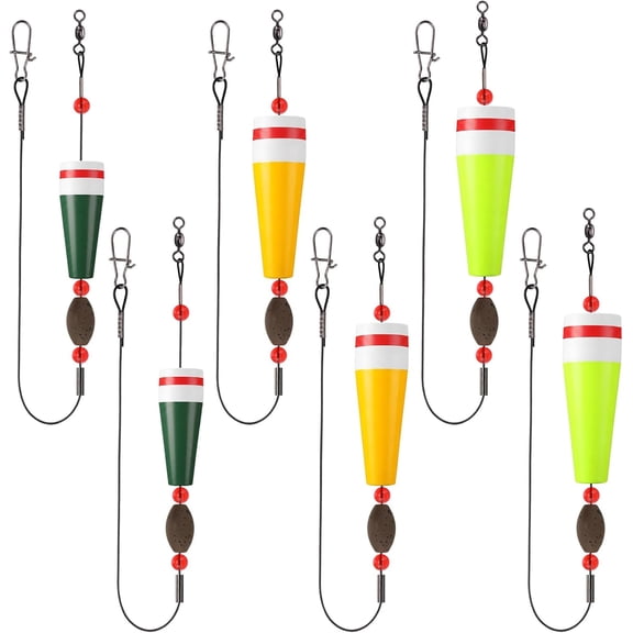 6 Pcs Popping Cork Float Rig for Saltwater Weighted Bobbers Floats Fishing Corks Float Rig Rattle Popper for Redfish Speckled Trout Fishing Tackle, 1/2oz, 3/4oz, 1oz, 3 Colors