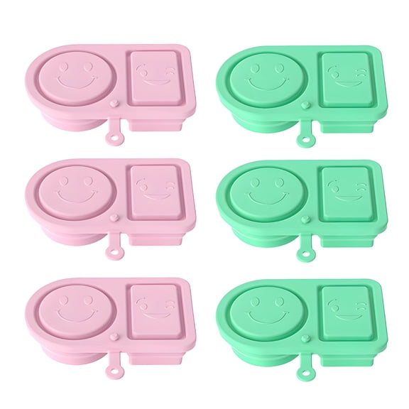 6 Pcs Portable Silicone Collapsible Containers Set, Dual Compartment, Space-Saving Lunch Box, Reusable Food Storage Container with Expression Lid for Travel, Picnic