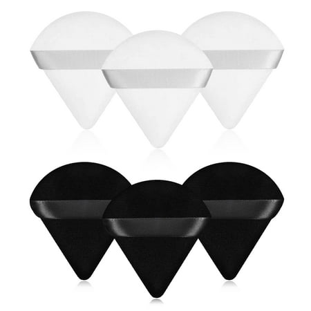 6 Pcs Powder Puff Face Makeup Puffs,Triangle Wedge Shape Soft Velour Powders Puffs for Loose Mineral Powder Body Powder Cosmetic Foundation Wet Dry Beauty Makeup Tool
