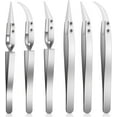 thumbnail image 1 of 6 Pcs Precision Reverse Ceramic Tweezers Set, Non-Conductive Heat-resistant Electronics Soldering Tweezers Anti-Magnetic Pointed & Curved Tips Tweezers for Solder, Pinching Coils (Silver), 1 of 13
