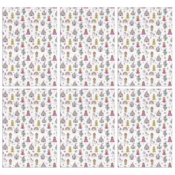 6 Pcs Princess and Knight White Pattern Funny Kitchen Towels, Microfiber Dish Towels, Kitchen Tea Towels Set 18" X 26"