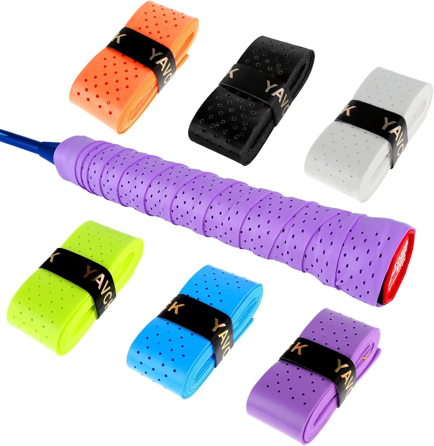 6 Pcs Professional Grip Tape Anti Slip Perforated Absorbent Tennis Pickleball Overgrip Badminton Overgrip Breathable, Quick Dry