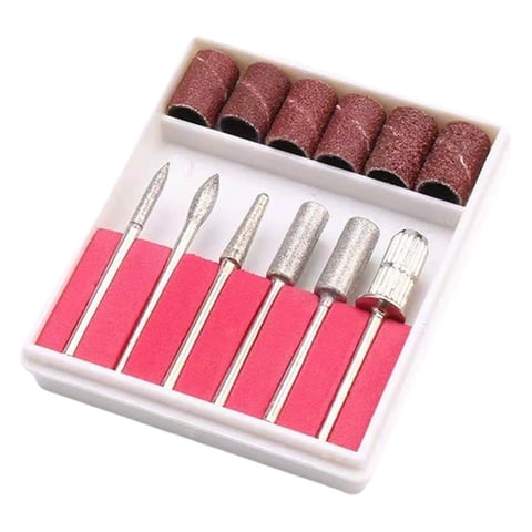 6 Pcs Professional Nail Drill Bits Set with Sanding Bands for Acrylic Gel Nails, Manicure Pedicure Tool Kit