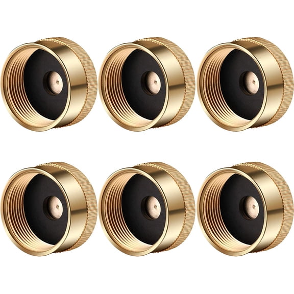 6 Pcs Propane Tank Caps 1 lb Solid Brass Gas Tank Cylinder Protect Sealed Caps to Prevent Gas Leaking