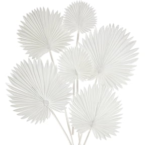6 Pcs Pu Foam White Artificial Palm Leaves Faux Palm Tropical Leaves Fake Palm Fronds for DIY Wedding Bouquets Fake Leaves for Centerpieces Arrangements Bridal Shower Palm Leaf for Home Decor