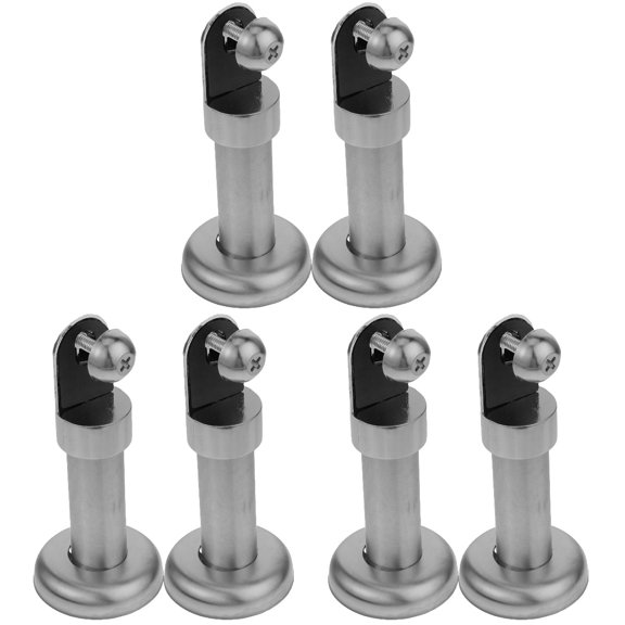 FELTECHELECTR Bathroom Partition Hardware, Stainless Steel Support Feet, Plated Silver, for Toilet Use, 6Pcs