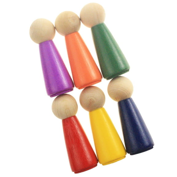 6 Pcs Puppet Toys Peg Doll Decor Wooden Toddler People Figures for Kids Dolls Child
