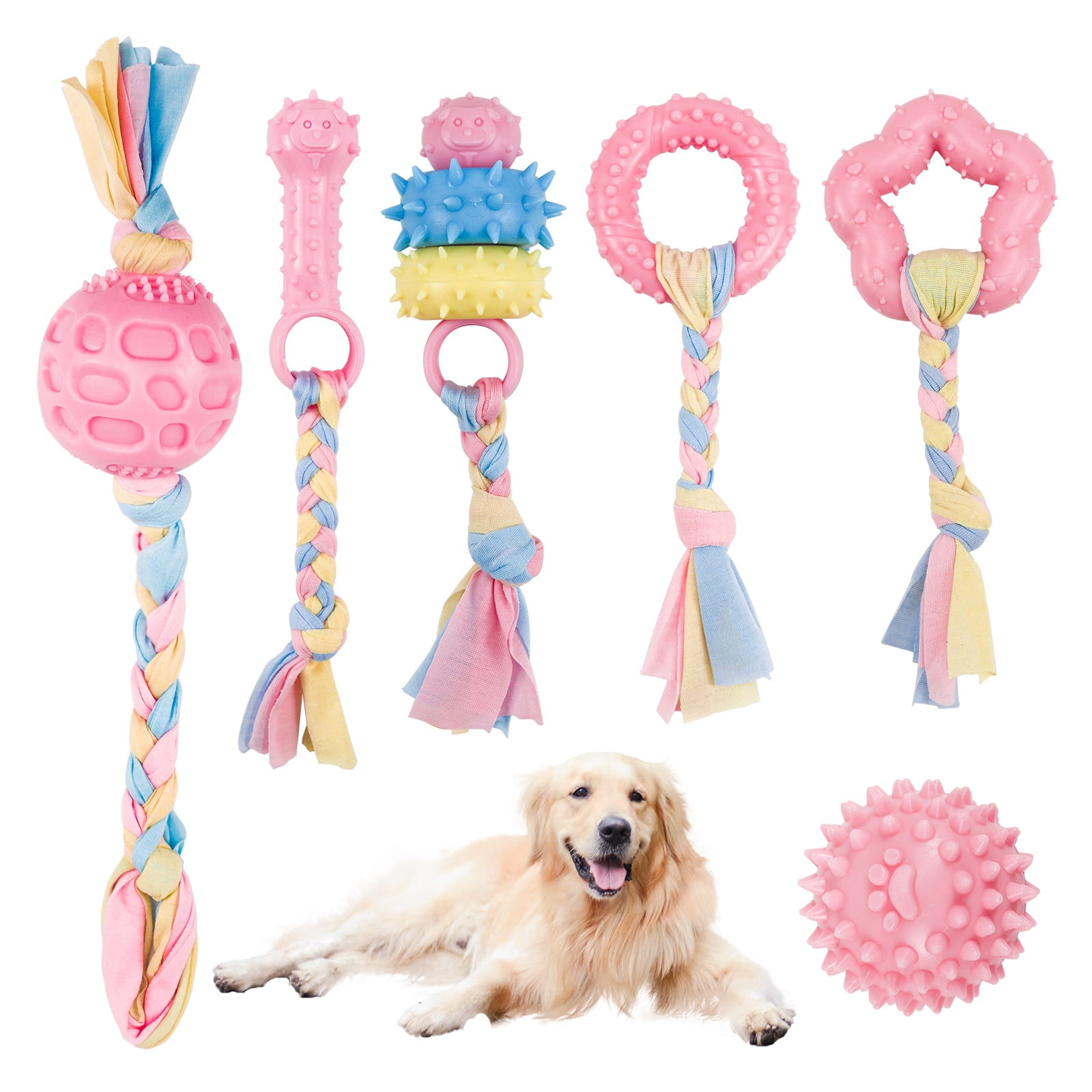 6 Pcs Puppy Chew Toys Set, Cute Safe Rope Toys Teeth Clean Toys Set