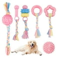 thumbnail image 1 of 6 Pcs Puppy Chew Toys Set, Cute Safe Rope Toys Teeth Clean Toys Set with Cotton and Rubber for Small Dogs, Washable Cotton Rope Dog Toy, 1 of 7