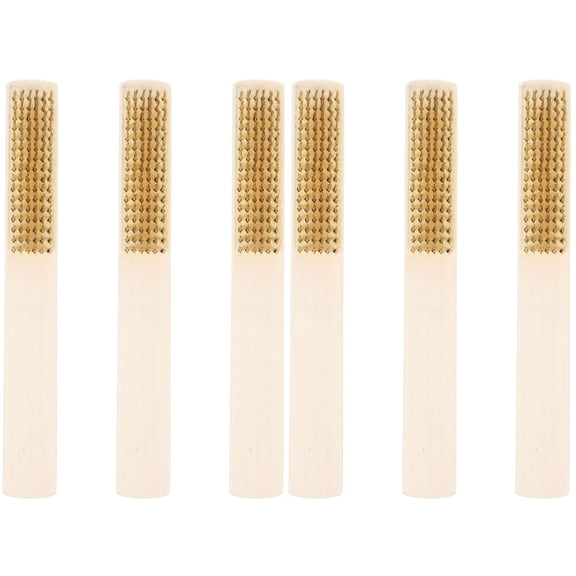 6 Pcs Pure Copper Wire Brush with Wooden Handle Boutique