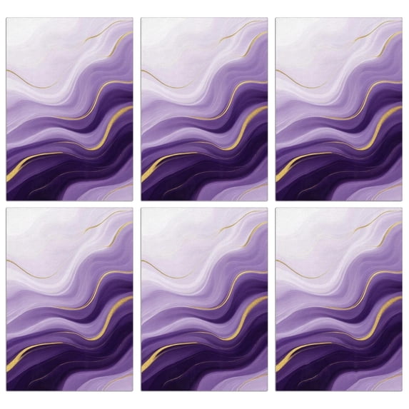 6 Pcs Purple and Gold Marble Pattern Funny Kitchen Towels, Microfiber Dish Towels, Kitchen Tea Towels Set 18" X 26"