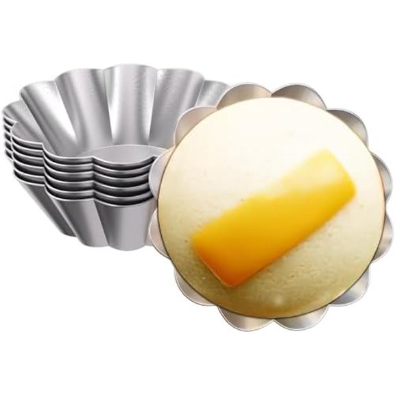 6 Pcs Puto Molder Filipino Set - 4”x1.3” Wave Shape Puto Mold Cups for Steamer Filipino - 304 Stainless Steel Molds Durable & Reusable Baking Cups for Steamer Filipino