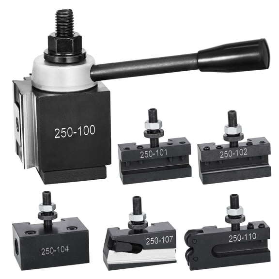 6 Pcs Quick Change Tool Post Set,Wedge Type Lathe Tool Holder for 6-12"Swing Mini&Metal Lathes,Heavy Duty Steel Construction