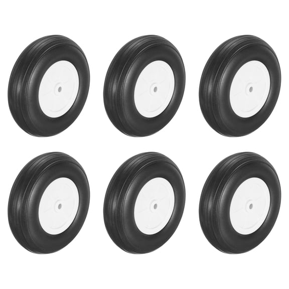 6 Pcs RC Airplane Wheels, 4 Inch OD RC Plane Parts Wheels Model Airplane Light PU Sponge Tire Tail Foam Wheel