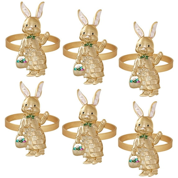 FUEENIRVA 6-Pack Bunny Shaped Napkin Elegant Alloy Napkin Holders for Home Dining Table Decor