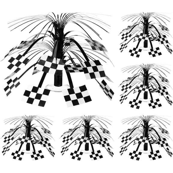 6 Pcs Racing Car Party Supplies Checkerboard Spray Centerpieces with Base Foil Table Toppers Decorations for Game Day Race Sports Enthusiasts Birthday Baby Shower Party Decor