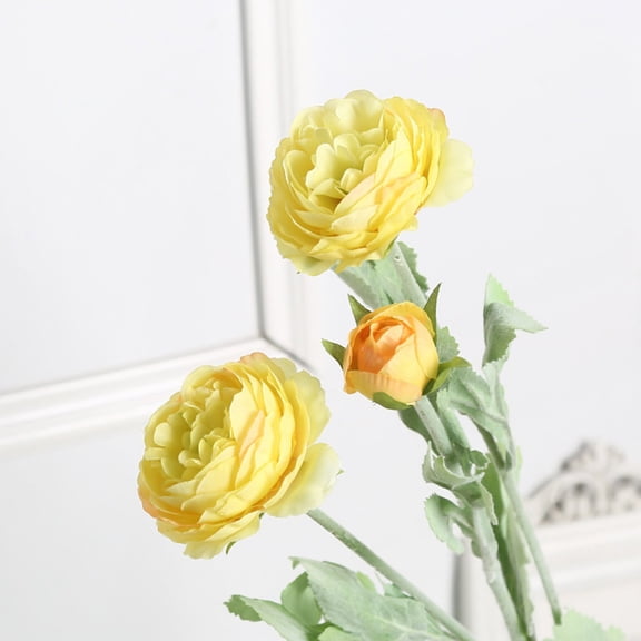6 Pcs Ranunculus Artificial Flowers, 3 Heads Faux Silk Mini Ranunculus Bulk Fake Wedding Filler Flowers for DIY Cream Bouquets, Centerpieces, Bridal Shower Decorations & Arrangements