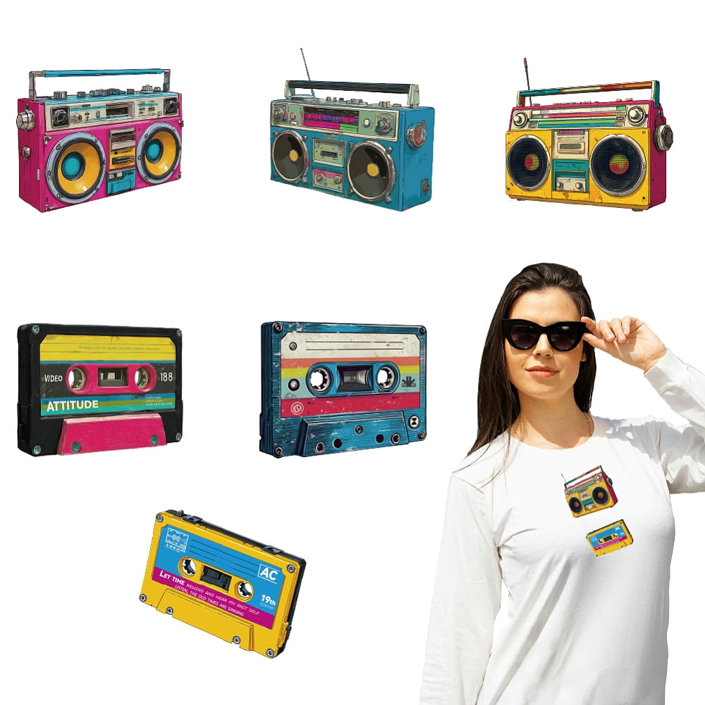 Sticker Loop Recorder 6 Pcs Recorders Theme Heat Transfer Film Logo Stickers Set 6 Styles ...