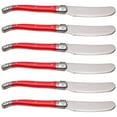 thumbnail image 1 of 6 Pcs Red Butter Knife Set, Red Plastic Handle, 420 Stainless Steel Cheese Spreaders, Ideal for Sausage, Butter, and Jam, French Design, 1 of 5