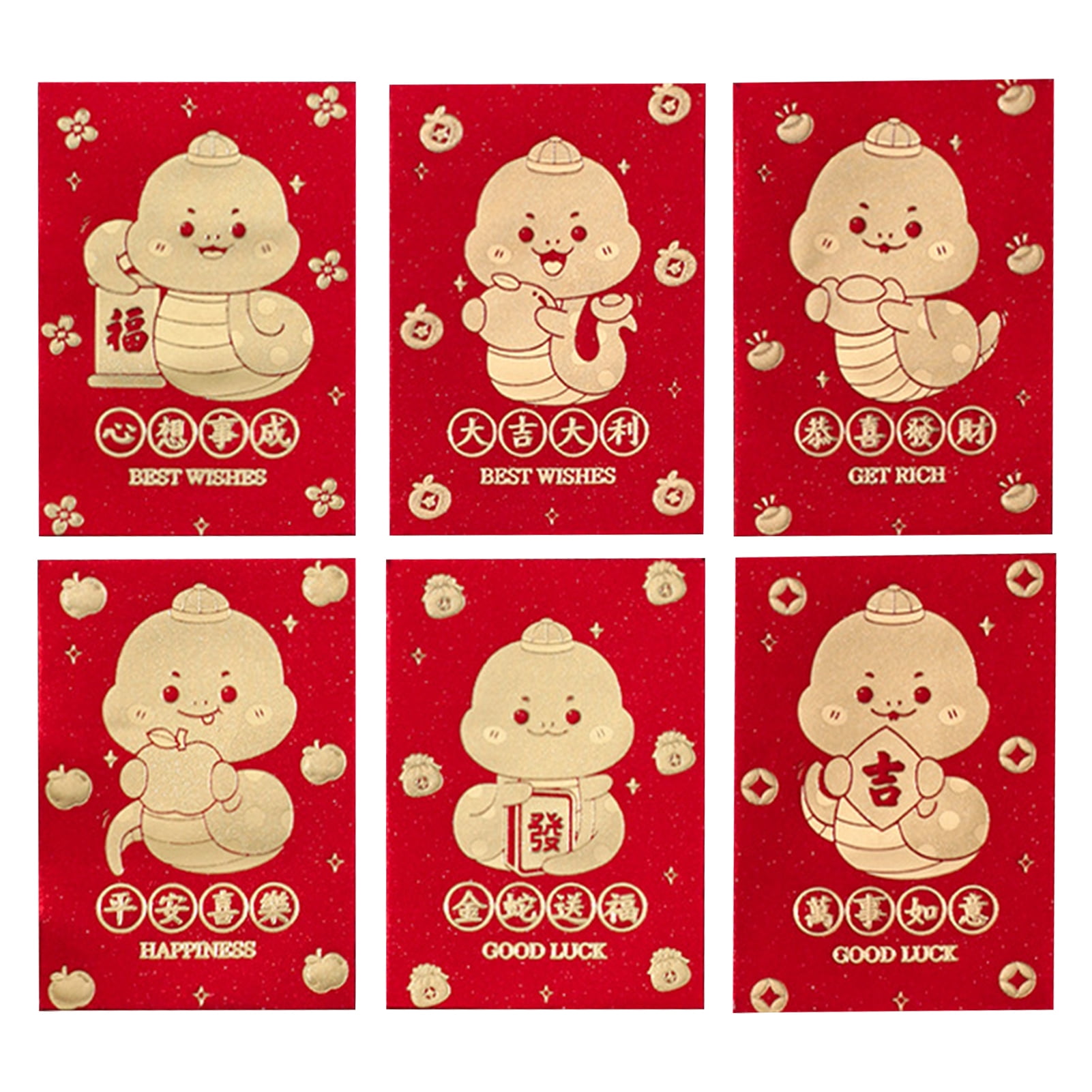 6 Pcs Red Envelopes Lucky Money Red Envelopes 2025 Lunar New Year Money