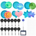 thumbnail image 1 of 6 Pcs Resin Molds Badge Reels，AIFUDA Badge Holder Silicone Molds with 12 Clips Epoxy Casting Mold Badge Mold for Id Badge Reel, 1 of 9