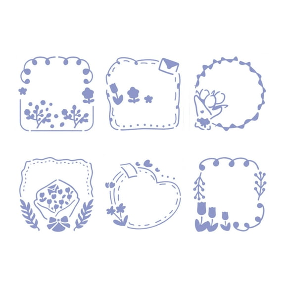 6 Pcs Retro Floral Stencils Template Drawing Stencils Hollow Out Flower Stencils for Handmade Art Projects