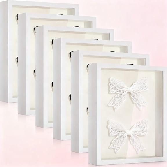 6 Pcs Retro White Shadow Box Display Case,Ideal for Sports Souvenirs Wedding Keepsakes Medals,5x7 Inch Tabletop Photo Frame Memory Storage Box for Anniversaries Mother's Day Gifts