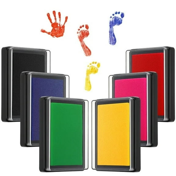6 Pcs Reusable Ink Pad for Baby,Footprint Ink Pad Handprint Paw Print,Create Impressive Keepsake Stamp for Boys and Girls,Non-Toxic and Acid-Free Ink,Easy To Wipe and Wash Off Skin