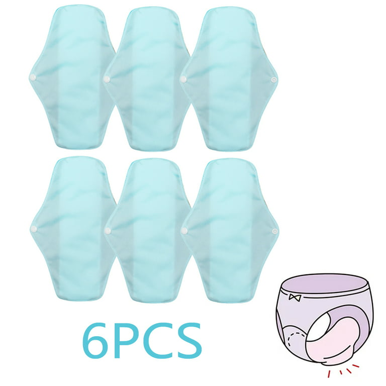 6 Pcs Reusable Menstrual Pads, Washable Cloth Pads, Sanitary Pads for  Teens, Women, Nonslip Panty Liners - Blue 