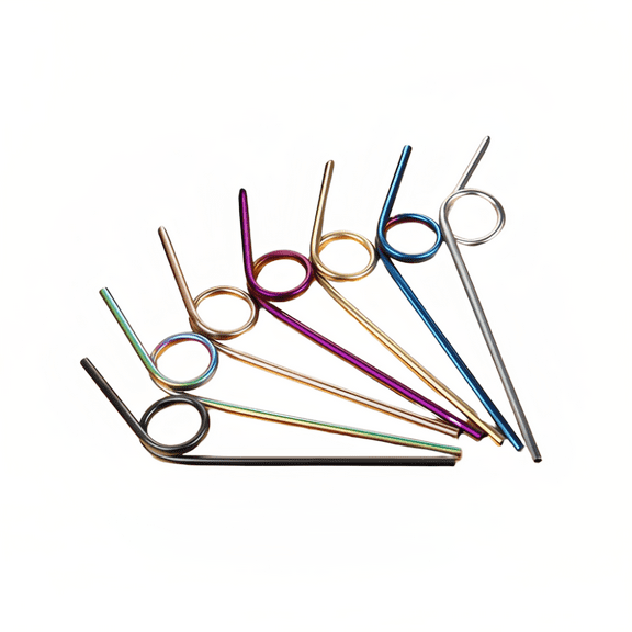 6 Pcs Reusable Stainless Steel Straw with Loop Design Straws Multicolor Metal Drinking Straws for Drinking Cocktail, Juice, Beverage, Cold Drink (6mm x 24cm)