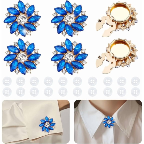 6 Pcs Rhinestone Buttons Cover Button Clips with 20 Pcs Plastic Button for DIY handcrafting