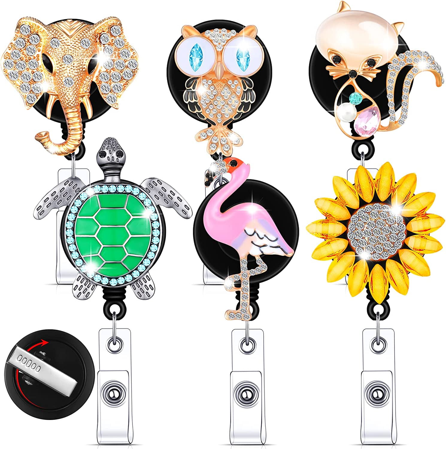  Flamingo Badge Reel, Retractable ID Badge Pull with