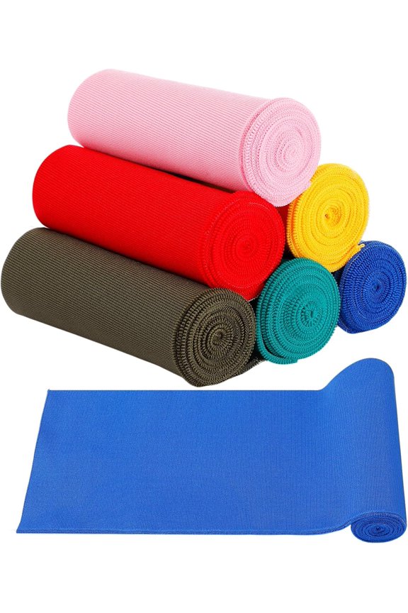 6 Pcs Ribbing Fabric for Knit Cuffs, Thick Ribbing for Cuffs, Waistbands Neckline Collar Trim for Jacket Sweatshirts Costume Sewing, 38 x 6 Inches (Colorful)