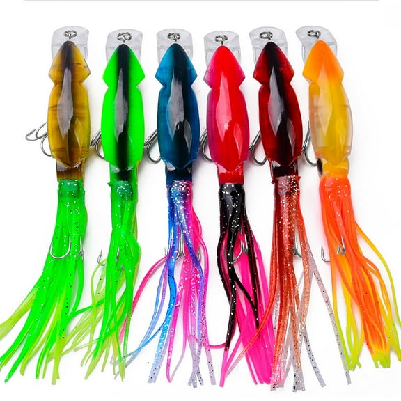 6 Pcs Road Runner Squid with Whiskers Lure 18.5g Road Runner Bait Bionic Imitation Fish Bait