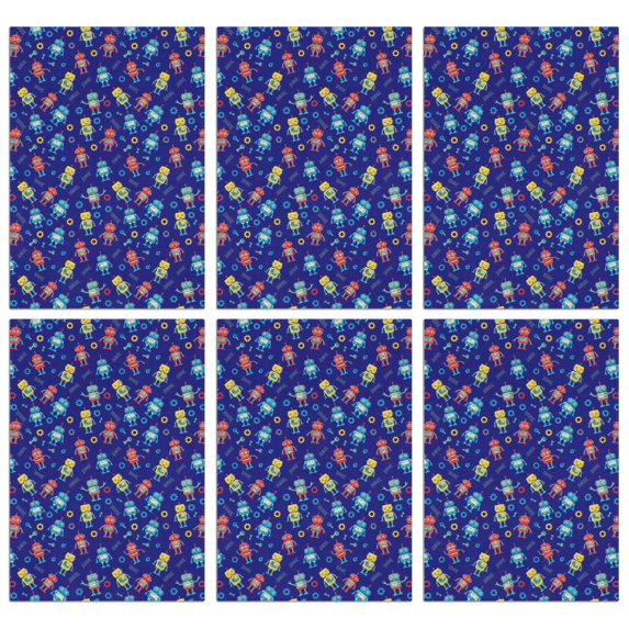 6 Pcs Robot and Bolts Blue Pattern Funny Kitchen Towels, Microfiber Dish Towels, Kitchen Tea Towels Set 18" X 26"