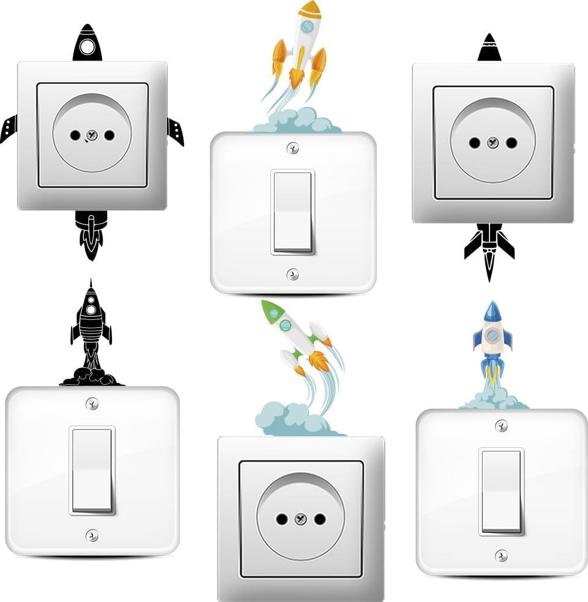 6 Pcs Rocket Creative Light Switch Stickers, Rocket Wall Sticker Rocket ...