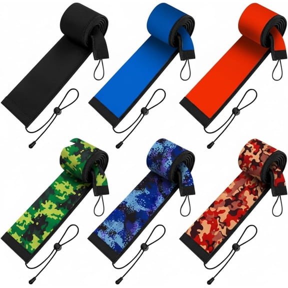 6 Pcs Rod Socks, Fishing Rod Sleeve, Neoprene Fishings Pole Sleeve, Fishing Rods Covers, Built-in Hanging Loop & Adjustable Lanyard, Fits Casting, Spinning, & Fly Rods (Elegant)
