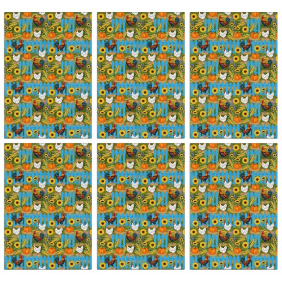 6 Pcs Rooster and Pumpkin Blue Pattern Funny Kitchen Towels, Microfiber Dish Towels, Kitchen Tea Towels Set 18" X 26"