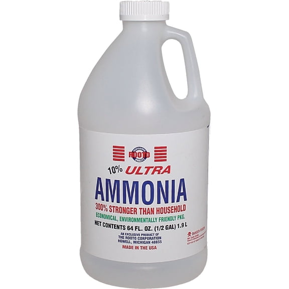 Rooto Clear Ammonia Liquid - 10% Strength, Multipurpose Cleaner - 64 Fl Oz
