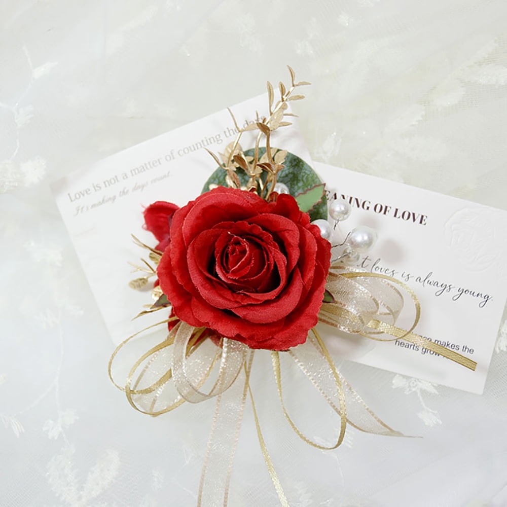 6 Pcs Rose Corsages Boutonniere,Prom Flower Corsages.Bridegroom Men's
