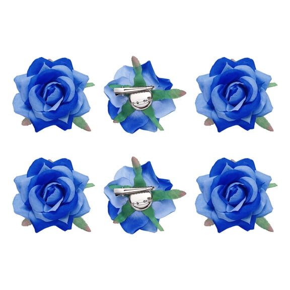 6 Pcs Rose Flower Hair Clips 3 Inch Flower Hair Pins for Women Hair Accessories Blue