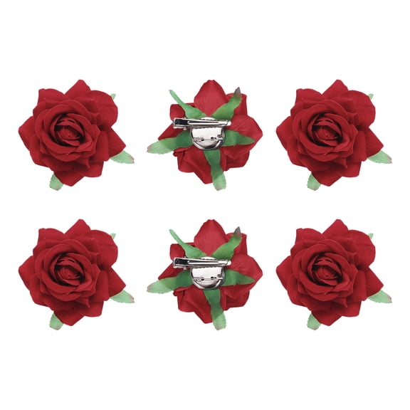 6 Pcs Rose Flower Hair Clips 3 Inch Flower Hair Pins for Women Hair Accessories Red