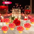 thumbnail image 1 of 6 Pcs Rose Shape LED Flameless Candles Electronic Tea Lights Battery Operated not real Candles for Valentine's Day Proposal Romantic Decor(Pink), 1 of 6