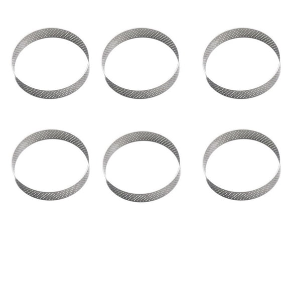 6 Pcs Round Cake Rings, 3.1 Inch Stainless Steel Perforated Mousse Mold for Baking - Silver