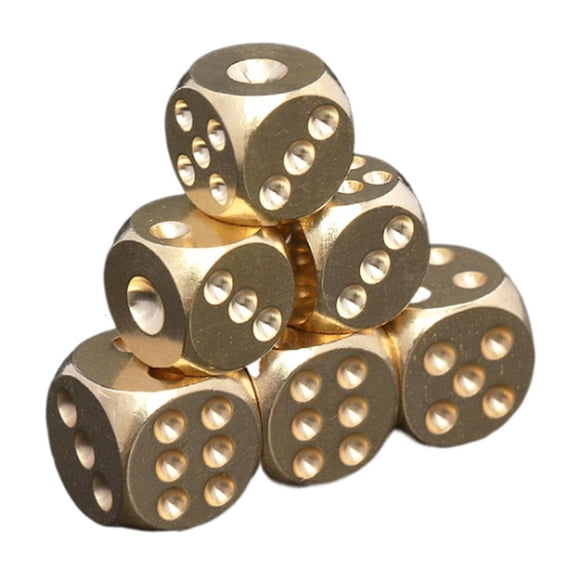 6 Pcs Round Corner Gambling Games Dice Solid Copper Dice Party Favor Durable