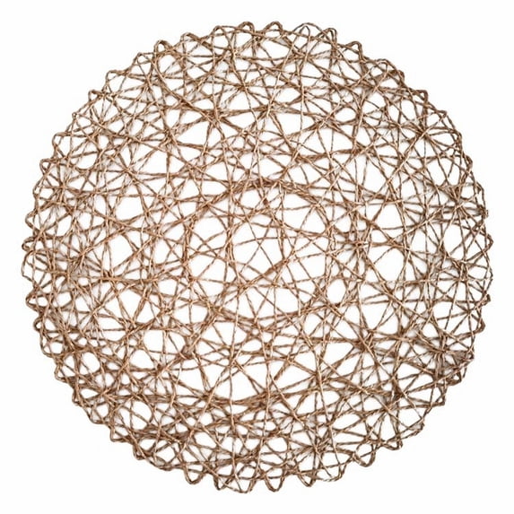 6 Pcs Round Placemat, Metallic Hollow Out Line Circle Table Mats Vinyl Place Mats for Dinning Decor Wedding Accent Centerpiece 15"