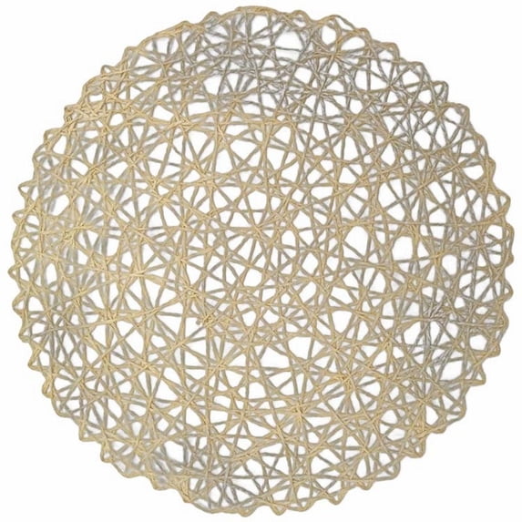 6 Pcs Round Placemat, Metallic Hollow Out Line Circle Table Mats Vinyl Place Mats for Dinning Decor Wedding Accent Centerpiece 15"